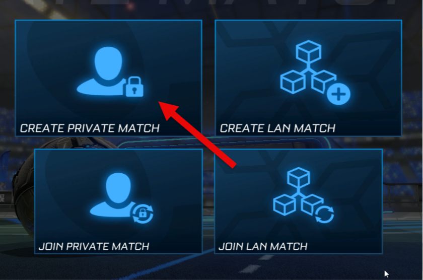 Private match menu with Create Private Match highlighted
